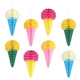 Einschulung Deko Set mit 8 Stück bunt Zuckertüten aus Seidenpapier - Schultüte Deko als hängende...