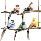 Nivofu 5pcs Künstliche Vögel mit Federn und Clip, Kleine Vogelfiguren Deko, Simulation Schaum...