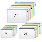 15 Stück Dokumententasche A4+A5+A6, Wasserdichte Reißverschlusstasche Dokumentenmappe mit...
