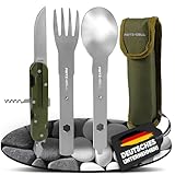 Outdoor Campingbesteck Bundeswehr Besteck Edelstahl Essbesteck Set 5 teilig Camping Besteckset...