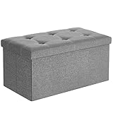 SONGMICS Sitzbank mit Stauraum, Sitztruhe, Sitzhocker, faltbar, 76 x 38 x 38 cm, Bezug aus...