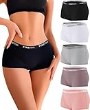 FINETOO 5er Pack Boxershorts Unterhosen Damen Unterwäsche Baumwolle Slips Atmungsaktive Shorts...