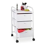 Relaxdays Badrollwagen, 3 Schubladen, Metall & Kunststoff, Rollcontainer Bad, Kosmetik, HxBxT: 60 x...