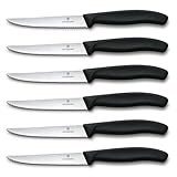 Victorinox Swiss Classic Profi Steak- und Pizzamesser-Set, 6-teilig, Tafelmesser, Wellenschliff,...