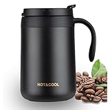 SCJHMY Tasse 500ml, Thermosbecher aus Edelstahl, Thermobecher mit Deckel und Henkel, Doppelwandiges...