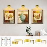 Batterie Bild Licht 3Pack Gold, Drahtlose Malerei Licht mit Fernbedienung, 3 Lighting&Dimmable,...