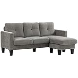 HOMCOM Ecksofa, Eck-Couch mit umkehrbarer Chaiselongue, Sofa in L-Form, Gepolstert Eckcouch mit...