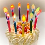 18 Stück Geburtstagskerzen mit Farbigen Flammen Kerzen Geburtstag, Sparklers Geburtstagskerze für...