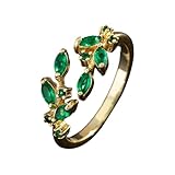 KONFEN Damen Hochwertige Smaragde Verstellbare Offene Ringe, Schlangenring Zirkonring, Hochzeit...