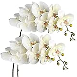 2 Stück Kunstblume Orchideenzweig Künstliche Phalenopsis Orchidee Dekorative Weiße Blumen...