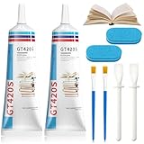 120ML Buchbinderleim, Bastelkleber Transparent Flüssig, Bastelleim Transparent Mit 2 Pinseln, 2...