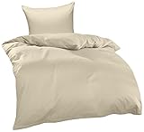 Bettwaesche-mit-Stil Mako Interlock Jersey Bettwäsche Garnitur Uni/enfarbig 100% Baumwolle 135x200...