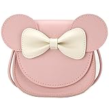 QiMing Little Mouse Ear Bow Crossbody Purse,PU-Schultertasche für Kinder Mädchen Kleinkinder