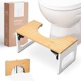 BENKSTEIN Toilettenhocker Erwachsene - Toilettenhocker Holz - Klohocker Toiletten Hocker - WC Hocker...