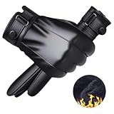 BDSHUNBF Herren Lederhandschuhe, Hochwertige Handschuhe aus Leder für Winter, Herren...