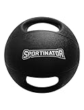 SPORTINATOR® Training's Medizinball in grau/schwarz, mit Gewichtsangabe auf dem Ball, ideal für...