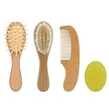 Baby-Haarbürste – Bade-Haarbürsten-Set Aus Holzkamm | 4-teiliger Baby-Shampoo-Kamm,...