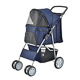 pro.tec Hundewagen 'Niceville' Pet Stroller Hundebuggy Regenschutz zum Schieben Roadster inkl....