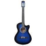 Westerngitarre 38' Cutaway mit 6 Saiten für Anfänger & Fortgeschrittene - Blau-Schattiert, Ideal...