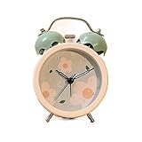 Digitaler Wecker Mini-Cartoon-Blumen-Doppelglocken-lauter Wecker, leise Schreibtischuhr for...
