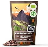 NaturaleBio Rohe Kakaobohnen. 1Kg Bio-Kakaobohnen. Natürliche und reine Rohkost. Kakao produziert...
