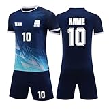 Trikot mit Eigenem Namen Nummer Logo, Personalisiert Fußball Trikots für Kinder/Erwachsene, Trikot...