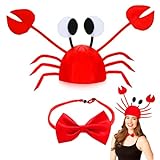 O-Kinee Verstellbar Lustig Krabben Mütze, Einzigartige Krabben Hut mit Roter Fliege, Plüsch...