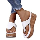 Latschen Damen Sommer Elegant Sommerschuhe Bequem Keilabsatz rutschfest Plateau Schuhe...