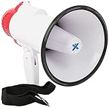 VONYX MEG020 Megafon mit Sirene und Mikrofon, 20 Watt lautes Megaphone Akku, Aufnahme-Funktion,...