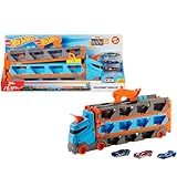 Hot Wheels - 2:1 Autorennbahn zu Transporter, inkl. 3 Spielzeugautos, mit Doppelstarter,...