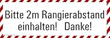 Aufkleber Abstandshinweis „Bitte 2m Rangierabstand! Danke!“ Folie selbstklebend | 21 x 7,4 cm...