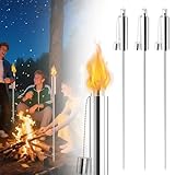 CEEDIR 6er Gartenfackeln für Draußen aus Edelstahl Hoch 115cm Öl 330ml Ölfackel Fackel...