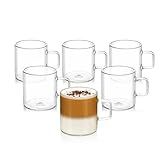 Wilmax | Teegläser & Kaffeegläser mit Henkel | 6er-Set | 200 ml |Gläser für Heiß- und...