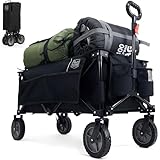 TIMBER RIDGE XXL Bollerwagen Faltbar Strand Handwagen mit Seitentasche Getränkehalter verstellbarem...