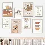 MeinBaby123® Poster Kinderzimmer DIN A4 und A5 Set Wandbilder Deko Bilder Boho Babyzimmer...