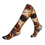 Sport-Kompressionssocken mit Fußballdruck, Damen-Laufsocken, Fußballsocken, Oberschenkelhohe...