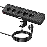 SURAIELEC Tischsteckdose mit USB C PD 20W, 5 Fach Steckdosenleiste Schreibtisch mit Einzelschalter,...