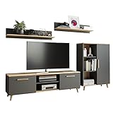 MATKAM Wohnzimmermöbel-Set Oslo, 4-teilig, 1 x TV-Kommode H47x B150 x T40 cm, 1 x Wohnzimmerkommode...