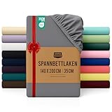 Utopia Bedding - Spannbettlaken 140x200cm - Grau - Oeko-Tex Zertifiziertes Gebürstete...