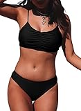 Aleumdr Damen Bikini Push up Bikini Set Einfarbig Zweiteiliger Badeanzug A-2 M