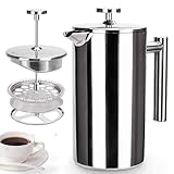 ycxmjyr French Press Kaffeemaschine, 3-stufige Filtration, doppelwandig, 6 mm, vakuumisoliert, hält...