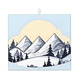 Weiße Schneegebirge Abtropfmatte für Küche Wasserabsorbierend, schnell trocknend, rutschfest,...