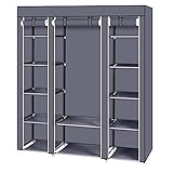 Bonnlo Kleiderschrank, Stoffschrank mit Kleiderstange und Ablagen Stabil, Stoffkleiderschrank für...