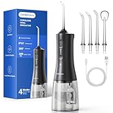 Operan Munddusche Kabellos, Tragbar Elektrische Zahndusche 4 Modi & 4 Düsen, 300ML Oral Irrigator...