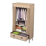 Tragbarer Canvas-Kleiderschrank mit Kleiderstange, Regalen und Schubladen, Stoff-Kleiderschrank,...