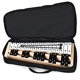 KOMFOTTEU 27 Noten Xylophon, Glockenspiel mit Metalltasten & Holzsockel, Handpercussion mit 2...