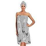 Oyihfvs 3 Stück Nahtlose Bademäntel für Damen mit 1 verstellbarem Verschluss, 1 Stirnband, 1...