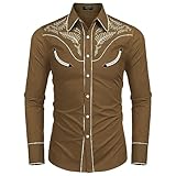 Cowboyhemd Herren Western Shirts Cowboy Kostüm Reverskragen Einreiher Freizeithemd Herrenhemden...