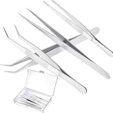 kristwash Pinzette, 4 Stück Precision Tweezers Set, 14 cm und 12cm Pinzette Lang Edelstahl Profi...