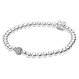PANDORA Signatur Kugel & Pavé Armband aus Sterling-Silber mit einer großen Kugel in Pavé-Fassung...